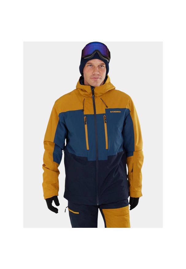 FUNDANGO - Kurtka Narciarska Męska Fundango Nelson. Kolor: niebieski, wielokolorowy, żółty. Sezon: zima. Sport: narciarstwo