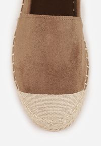 Born2be - Brązowe Klasyczne Espadryle VICES na Grubej Podeszwie z Plecionką Idathelia. Okazja: na co dzień, na spacer. Kolor: brązowy. Materiał: jeans, len. Styl: klasyczny #5