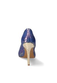 Arturo Vicci - Czółenka niebieskie peep toe na szpilce. Nosek buta: otwarty. Kolor: niebieski. Materiał: skóra ekologiczna. Obcas: na szpilce #2