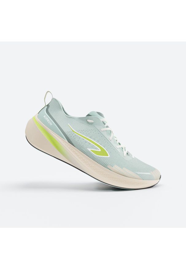 KIPRUN - Buty do biegania damskie Kiprun Cushion 500. Kolor: wielokolorowy, beżowy, niebieski, zielony. Szerokość cholewki: normalna
