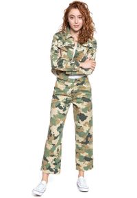 Lee - DAMSKA KURTKA JEANSOWA LEE CROPPED RIDER JACKET CAMOUFLAGE L54CCW03 112112756. Materiał: jeans. Wzór: moro #7