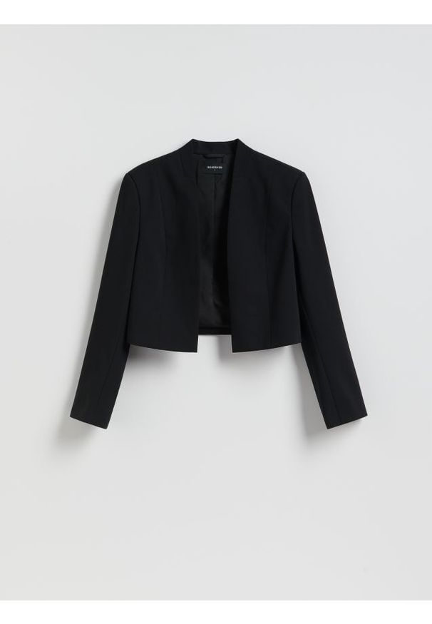 Reserved - Krótka marynarka - czarny. Kolor: czarny. Materiał: tkanina, wiskoza. Długość: krótkie