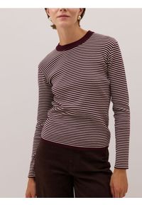 Reserved - Bawełniany longsleeve w paski - ciemnobrązowy. Kolor: brązowy. Materiał: bawełna. Długość rękawa: długi rękaw. Wzór: paski #1