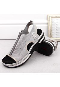 Komfortowe sandały damskie wsuwane Rieker V59B5-90 szare. Zapięcie: bez zapięcia. Kolor: szary #4