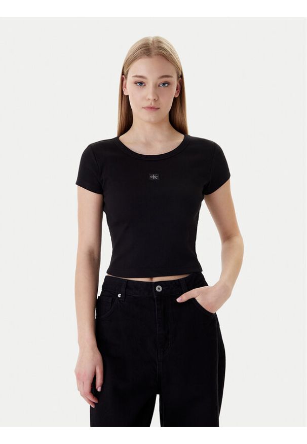 Calvin Klein T-Shirt LV047C200G Czarny Slim Fit. Kolor: czarny. Materiał: bawełna