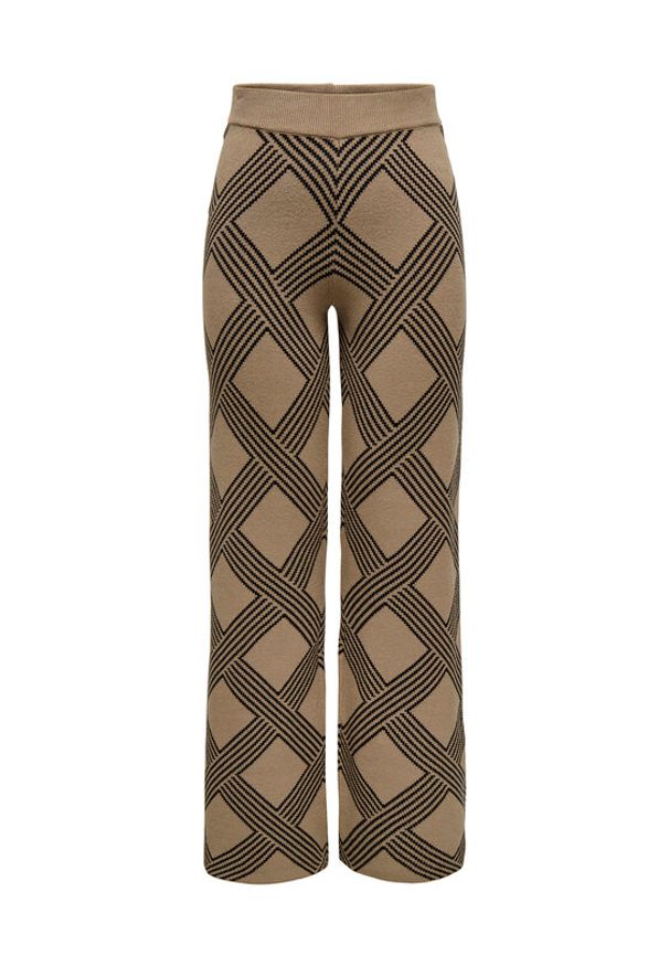 only - ONLY Spodnie dzianinowe Anny 15327634 Beżowy Loose Fit. Kolor: beżowy. Materiał: syntetyk