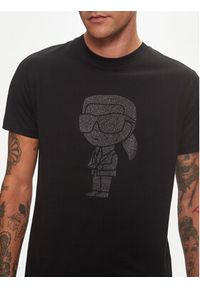 Karl Lagerfeld - KARL LAGERFELD T-Shirt 755066 544242 Czarny Regular Fit. Typ kołnierza: dekolt w karo. Kolor: czarny. Materiał: bawełna