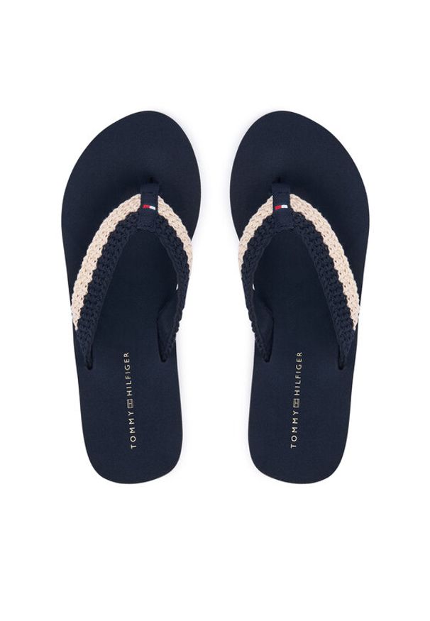 TOMMY HILFIGER - Tommy Hilfiger Japonki Th Wedge Crochet Summer Sandal FW0FW09420 Granatowy. Kolor: niebieski. Materiał: materiał