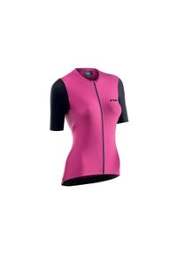 Koszulka rowerowa damska NORTHWAVE EXTREME Wmn Jersey różowa. Kolor: wielokolorowy, czarny, różowy. Materiał: jersey