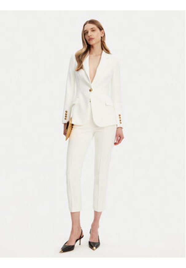 Elisabetta Franchi Marynarka GI-144-51E2-V560 Biały Regular Fit. Kolor: biały. Materiał: syntetyk