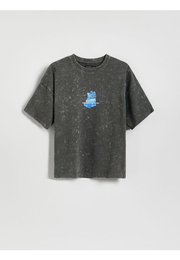 Reserved - T-shirt Kpop Demon Hunters™ - ciemnoszary. Kolor: szary. Materiał: bawełna