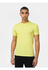 4f - T-shirt regular gładki męski. Kolor: zielony. Materiał: bawełna. Wzór: gładki #1