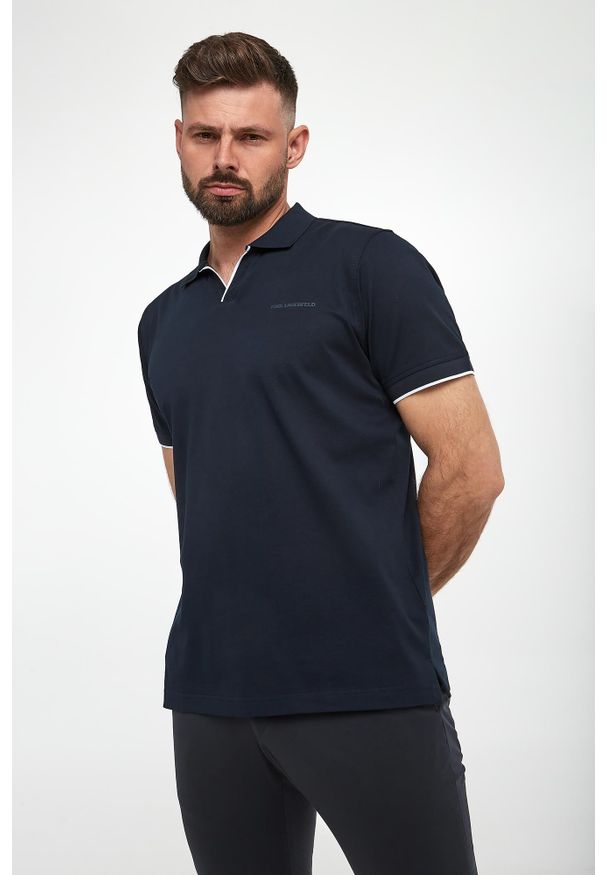 Karl Lagerfeld - Polo męskie z logo KARL LAGERFELD. Typ kołnierza: polo