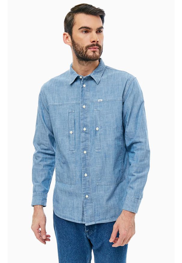 Lee - LEE SEASONAL WORKER SHIRT MĘSKA KOSZULA MATERIAŁOWA WORKWEAR BLUE L67YXQKR. Materiał: materiał