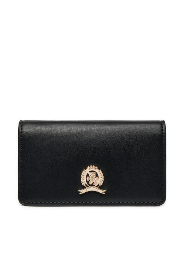 TOMMY HILFIGER - Tommy Hilfiger Portfel Luxe Leather Med Flap AW0AW16576 Czarny. Kolor: czarny. Materiał: skóra