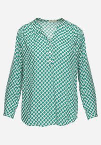 Born2be - Zielona Bluzka Koszulowa z Wiskozy w Mozaikowy Wzór Aalius. Okazja: na co dzień. Kolor: zielony. Materiał: wiskoza. Długość rękawa: długi rękaw. Długość: długie. Styl: casual #6