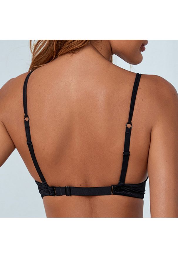 Intica - Biustonosz plunge z głębokim dekoltem i wsparciem Livvy. Kolor: czarny. Materiał: materiał, skóra