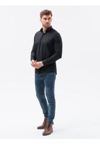 Ombre Clothing - Koszula męska elegancka z długim rękawem K592 - czarny - XL. Kolor: czarny. Materiał: bawełna, poliester. Długość rękawa: długi rękaw. Długość: długie. Styl: elegancki #3