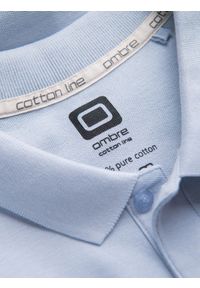 Ombre Clothing - Koszulka męska polo z dzianiny pique - jasnoniebieski V17 S1374 - XXL. Typ kołnierza: polo. Kolor: niebieski. Materiał: dzianina. Wzór: haft. Styl: klasyczny #2