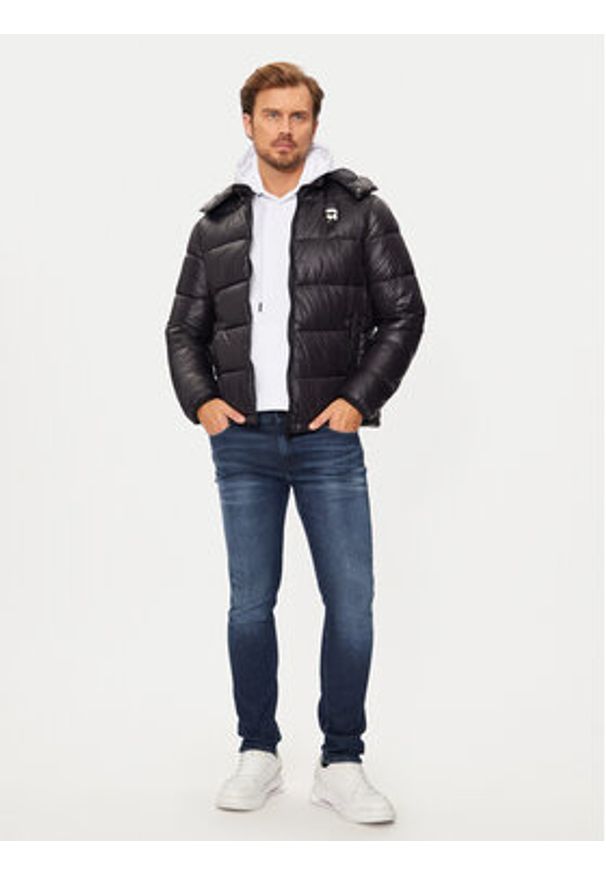 Karl Lagerfeld - KARL LAGERFELD Kurtka puchowa 505022 544590 Czarny Slim Fit. Typ kołnierza: dekolt w karo. Kolor: czarny. Materiał: syntetyk