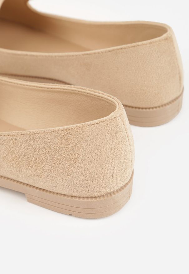 Born2be - Ciemnobeżowe Balerinki w Stylu Mokasynów Semirae. Okazja: do pracy, na co dzień. Kolor: beżowy. Materiał: jeans. Styl: klasyczny, casual