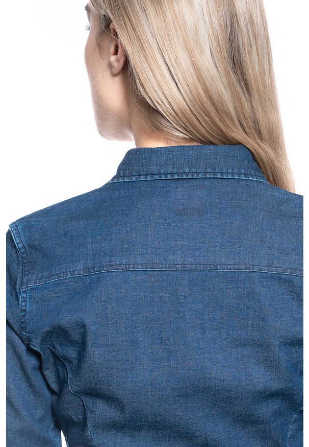 Lee - DAMSKA KOSZULA JEANSOWA LEE SLIM WESTERN SHIRT WASHED BLUE L45RFWLR 112110410. Materiał: jeans