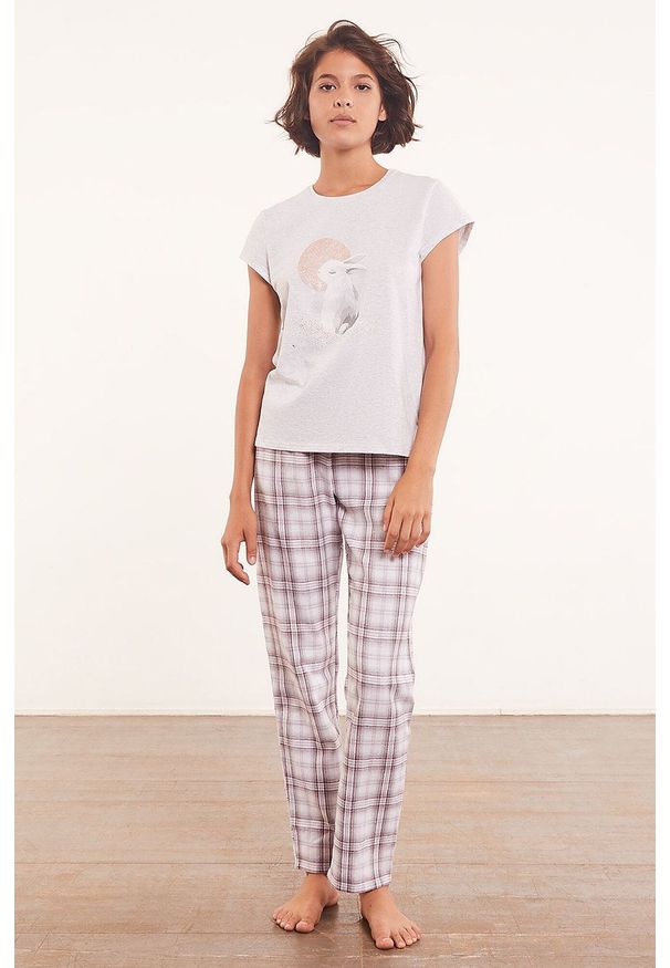 Etam t-shirt piżamowy Clorie damskie kolor szary. Kolor: szary