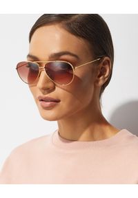 CELINE - Różowe okulary przeciwsłoneczne Aviator. Kolor: różowy, wielokolorowy, fioletowy. Materiał: materiał. Wzór: gradientowy #1