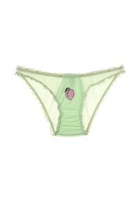 Intica - Figi z haftem owocowym z delikatnego materiału Anjana. Kolor: zielony. Materiał: materiał. Wzór: haft