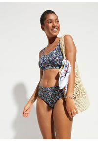 bonprix - Bikini bustier (2 części). Kolor: niebieski. Wzór: nadruk