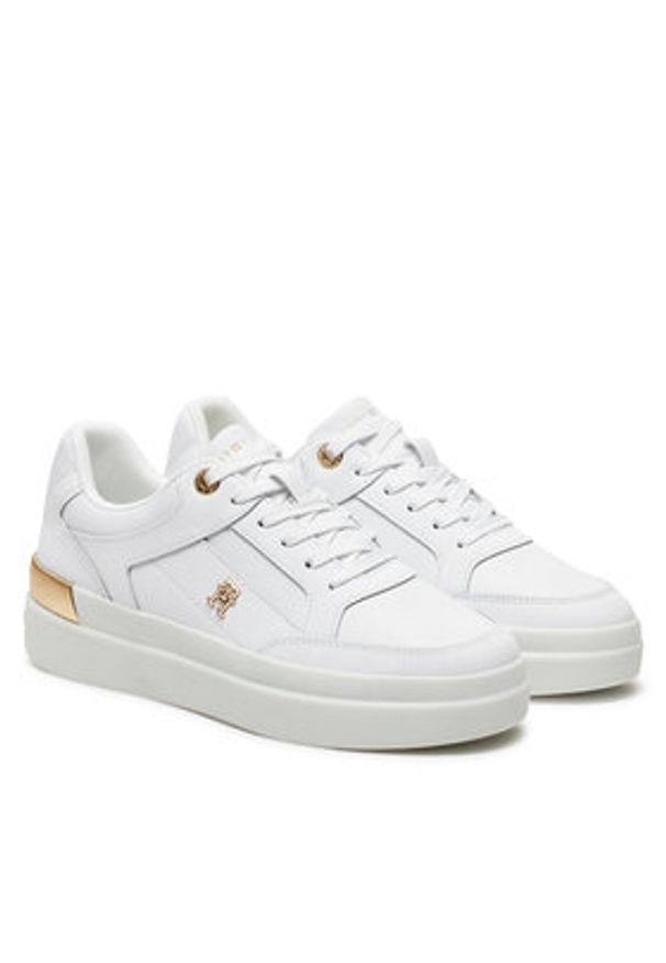 TOMMY HILFIGER - Tommy Hilfiger Sneakersy FW0FW08126 Biały. Kolor: biały. Materiał: skóra