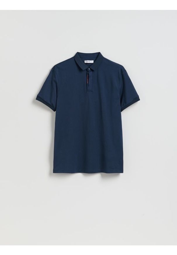 Reserved - Koszulka polo regular z domieszką jedwabiu - granatowy. Typ kołnierza: polo. Kolor: niebieski. Materiał: jedwab