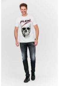 Philipp Plein - PHILIPP PLEIN Biały t-shirt męski Platinum cut round neck space plein. Kolor: biały. Materiał: prążkowany. Wzór: aplikacja #5