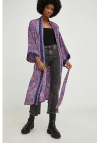 Answear Lab kimono z jedwabiem kolor niebieski. Kolor: niebieski. Materiał: jedwab #4