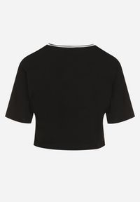 Born2be - Czarny Bawełniany T-shirt z Napisem Nitanelia. Okazja: na co dzień. Kolor: czarny. Materiał: bawełna. Wzór: napisy. Styl: casual #3