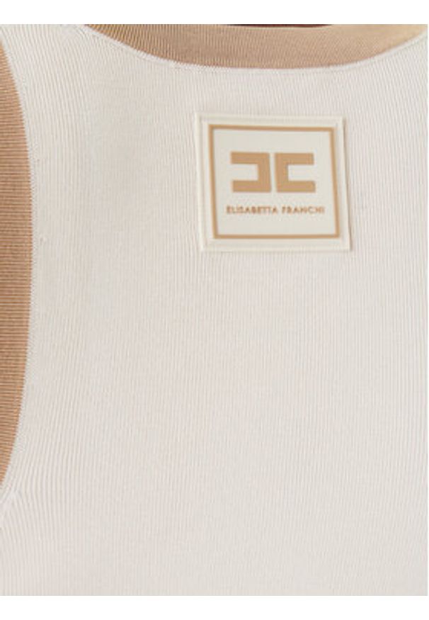 Elisabetta Franchi Top TK-71S-61E2-V270 Beżowy Regular Fit. Kolor: beżowy. Materiał: wiskoza
