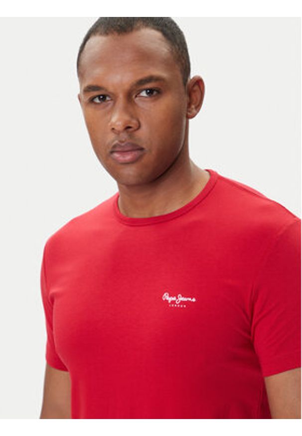 Pepe Jeans T-Shirt Original Basic 3N PM5010133 Czerwony Regular Fit. Kolor: czerwony. Materiał: bawełna