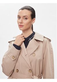 TOMMY HILFIGER - Tommy Hilfiger Trencz Cotton Classic Trench WW0WW40482 Beżowy Regular Fit. Kolor: beżowy. Materiał: bawełna #4