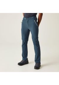 Regatta - Męskie górskie spodnie trekkingowe zip off. Kolor: niebieski. Materiał: materiał. Sport: turystyka piesza #1