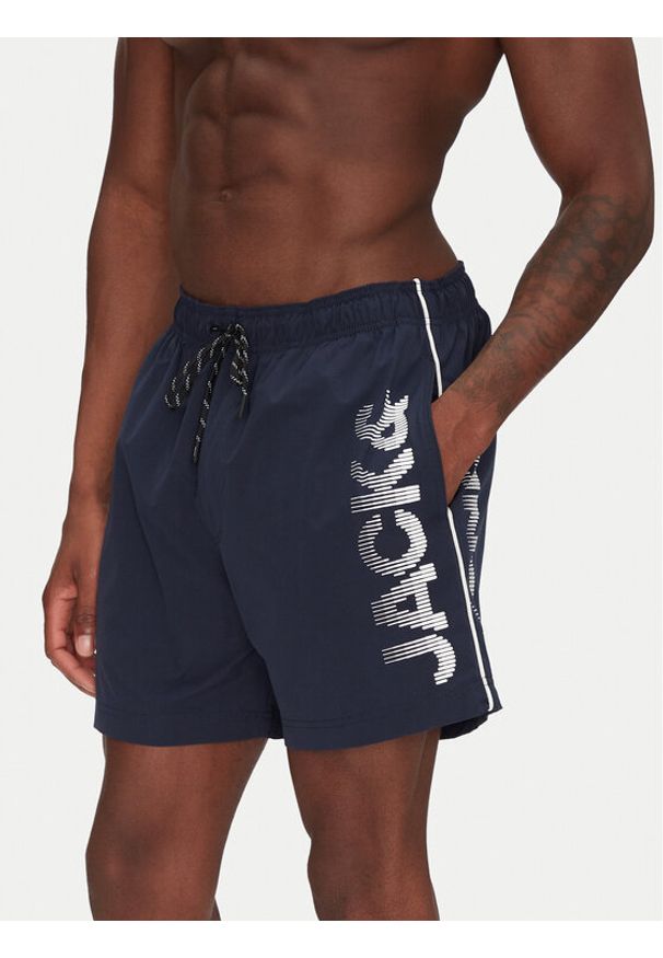 Jack & Jones - Jack&Jones Szorty kąpielowe Maui 12275129 Granatowy Regular Fit. Kolor: niebieski. Materiał: syntetyk