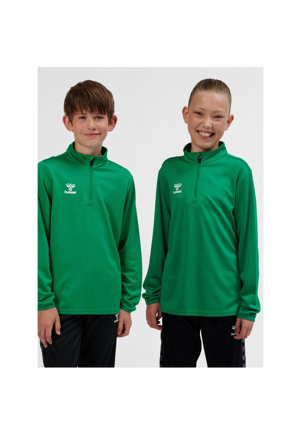 Dziecięca kurtka dresowa 1/2 zip Hummel Essential. Kolor: zielony. Materiał: dresówka. Sport: joga i pilates