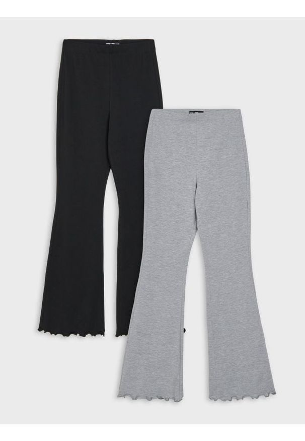 Sinsay - Bawełniane legginsy flare 2 pack - czarny. Kolor: czarny. Materiał: bawełna
