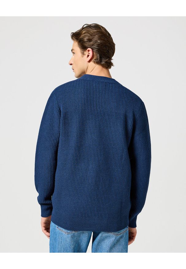 Wrangler - WRANGLER MĘSKI SWETER CARDIGAN BLUE 112357288 W8F5017358