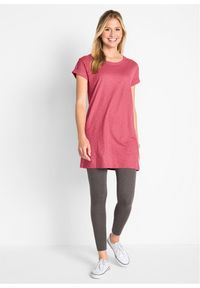 bonprix - Długi shirt z czystej bawełny. Kolor: różowy. Materiał: bawełna. Długość rękawa: krótki rękaw. Długość: krótkie, długie #3