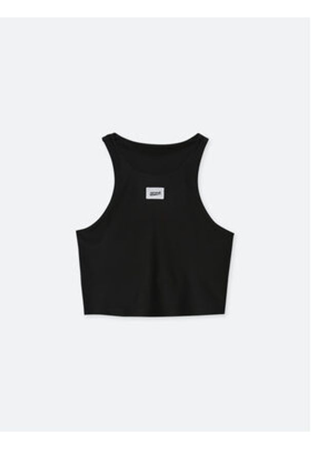Sprandi Top SP22-TPD100 Czarny Slim Fit. Kolor: czarny. Materiał: syntetyk
