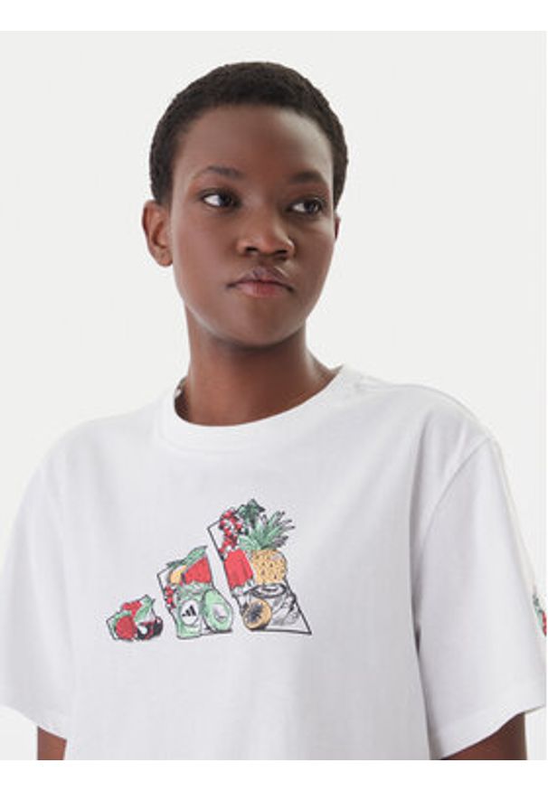 Adidas - adidas T-Shirt Food Graphic KA5073 Biały Loose Fit. Kolor: biały. Materiał: bawełna