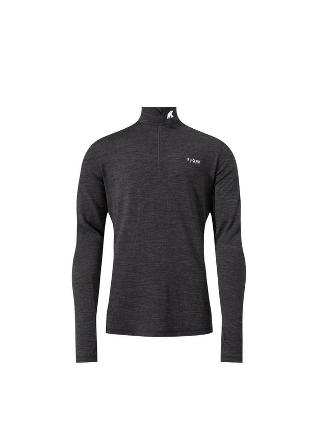 FJORK MERINO - Koszulka z długim rękawem męska wykonana w 100% z wełny merynosów – Finn 210 Zip. Kolor: szary. Materiał: wełna. Długość rękawa: długi rękaw. Długość: długie