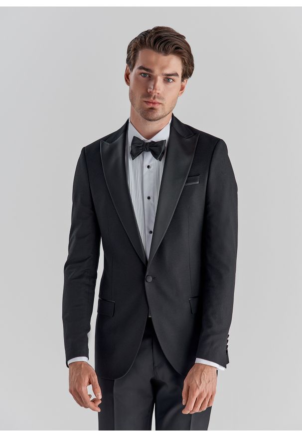 Pako Lorente - Czarne spodnie smokingowe P22SF-6S-003-C-S. Kolor: czarny. Materiał: poliester, wiskoza