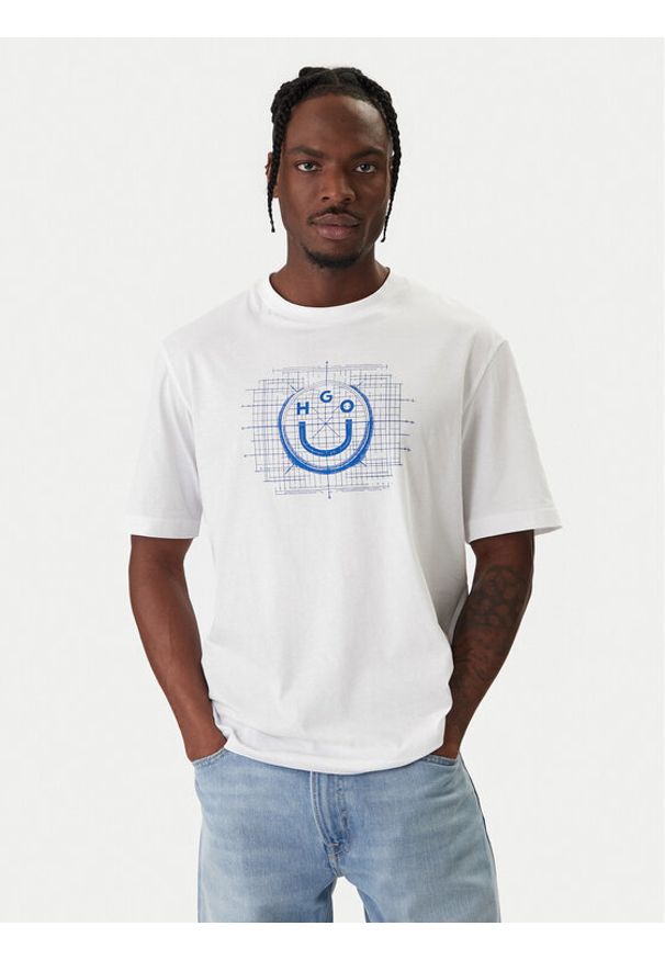 Hugo - HUGO T-Shirt Namerix 50554350 Biały Regular Fit. Kolor: biały. Materiał: bawełna