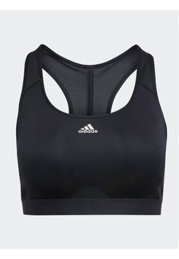 Adidas - adidas Biustonosz sportowy adidas Powerreact Training Medium-Support Bra (Plus Size) HC7492 Czarny. Kolekcja: plus size. Kolor: czarny. Materiał: syntetyk